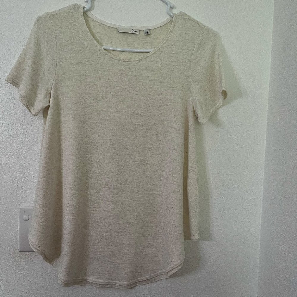 Wilfred Free Aritzia Scoop Neck Short Sleeve Off White Top Size M